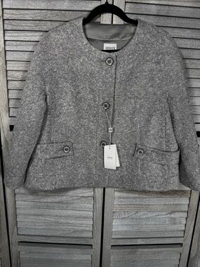 NWT Armani Collezioni Metallic Bouclé Collarless Jacket Size 14